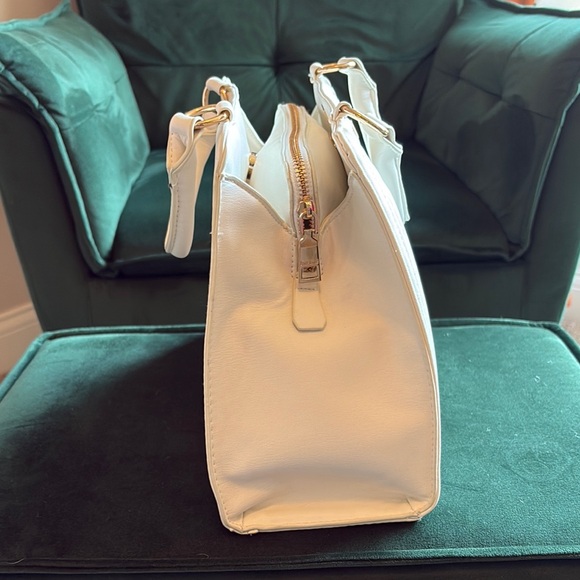 Bebe White Quilted Chevron Satchel - Picture 3 of 11